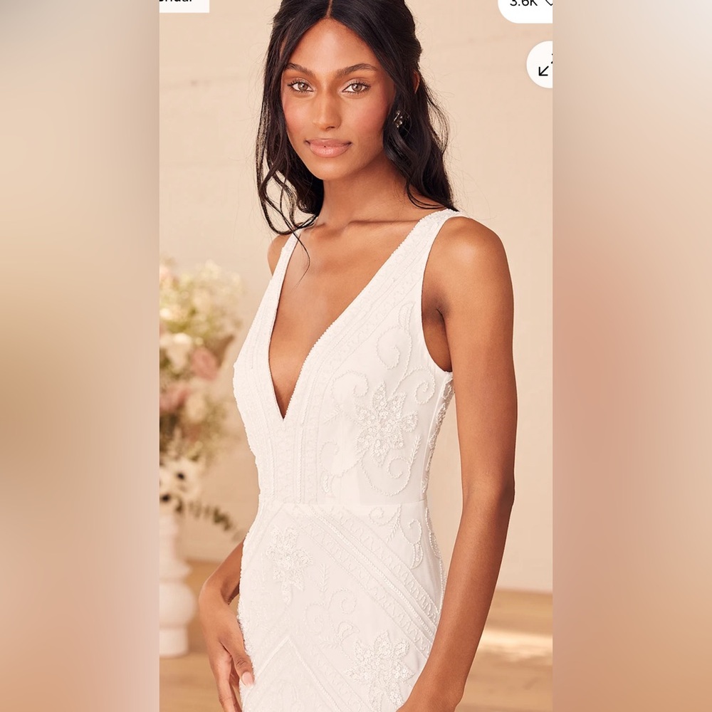 Lulu's White Lace Wedding Dress - Picture 3 of 16